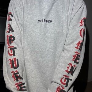 H&M Gray Crewneck Sweater with Red Lettering